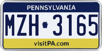 PA license plate MZH3165