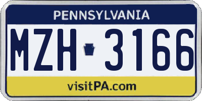 PA license plate MZH3166
