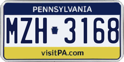 PA license plate MZH3168