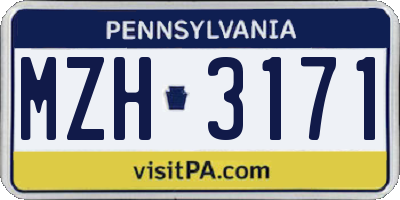 PA license plate MZH3171