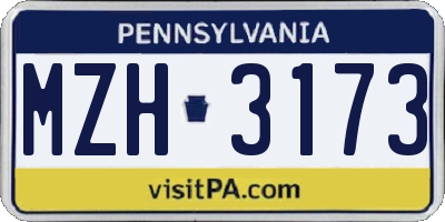 PA license plate MZH3173
