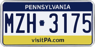 PA license plate MZH3175