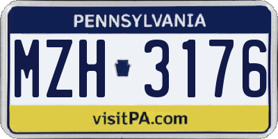 PA license plate MZH3176