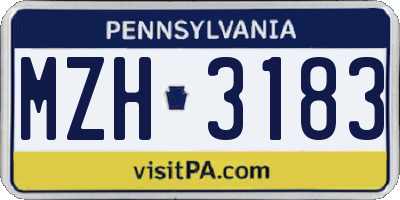 PA license plate MZH3183