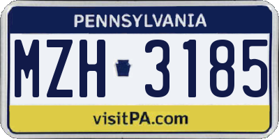 PA license plate MZH3185