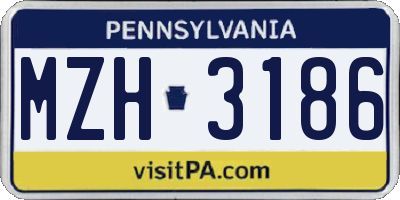 PA license plate MZH3186
