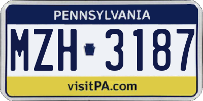 PA license plate MZH3187