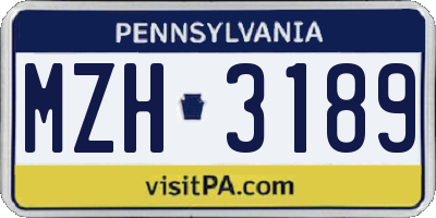 PA license plate MZH3189