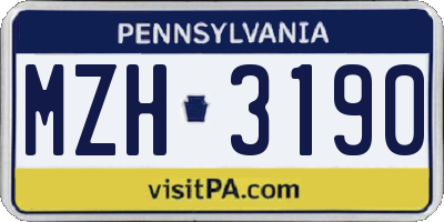 PA license plate MZH3190