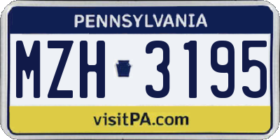 PA license plate MZH3195