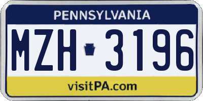 PA license plate MZH3196