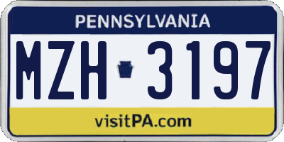 PA license plate MZH3197