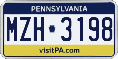 PA license plate MZH3198