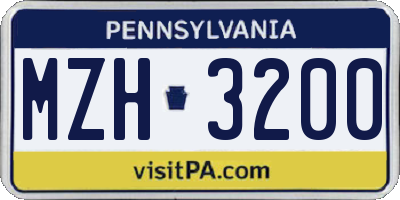 PA license plate MZH3200