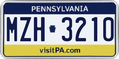 PA license plate MZH3210