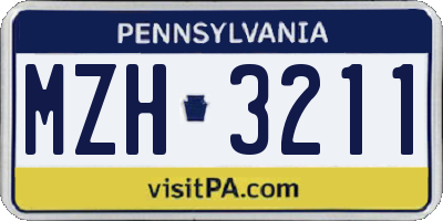 PA license plate MZH3211