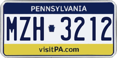 PA license plate MZH3212