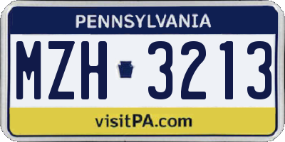 PA license plate MZH3213