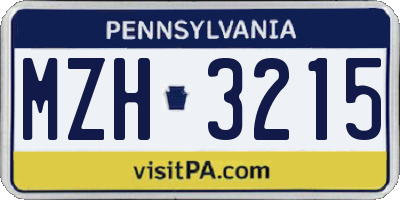 PA license plate MZH3215
