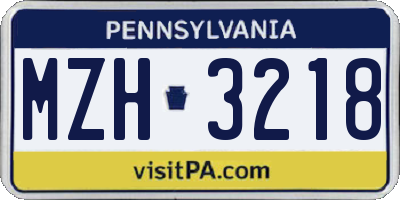 PA license plate MZH3218