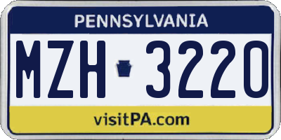 PA license plate MZH3220