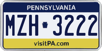 PA license plate MZH3222