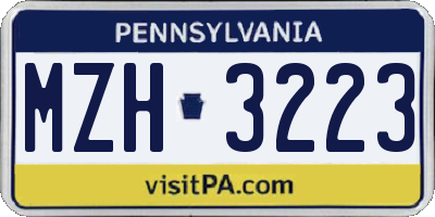 PA license plate MZH3223