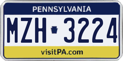 PA license plate MZH3224