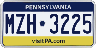 PA license plate MZH3225