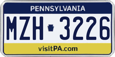 PA license plate MZH3226