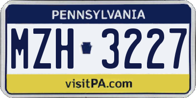 PA license plate MZH3227