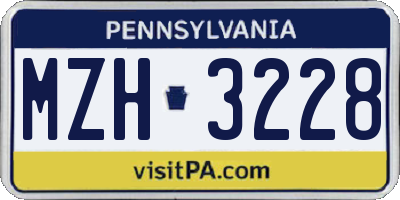 PA license plate MZH3228