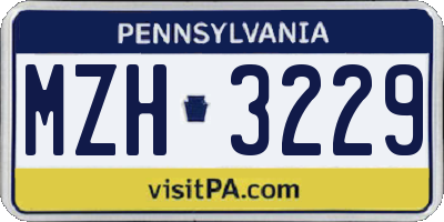 PA license plate MZH3229