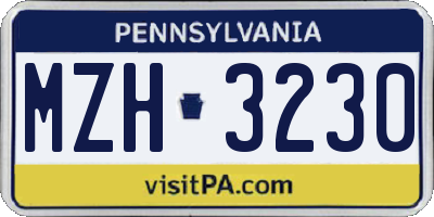 PA license plate MZH3230