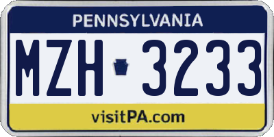 PA license plate MZH3233