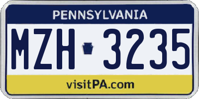 PA license plate MZH3235
