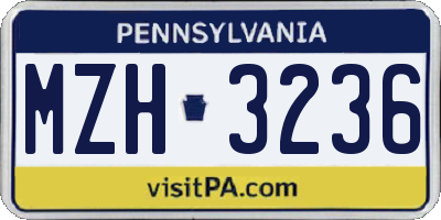 PA license plate MZH3236