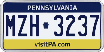 PA license plate MZH3237
