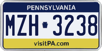 PA license plate MZH3238