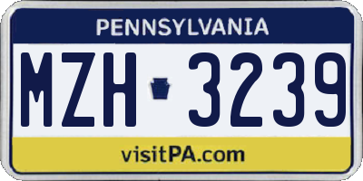 PA license plate MZH3239