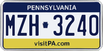 PA license plate MZH3240