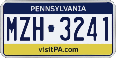 PA license plate MZH3241