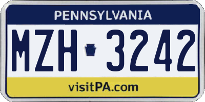 PA license plate MZH3242