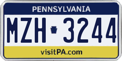PA license plate MZH3244