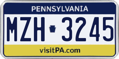 PA license plate MZH3245