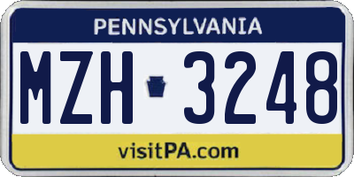 PA license plate MZH3248