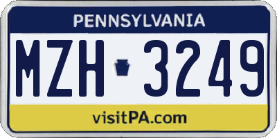 PA license plate MZH3249