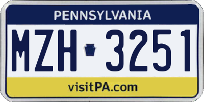 PA license plate MZH3251