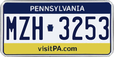 PA license plate MZH3253