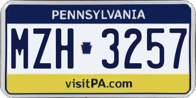 PA license plate MZH3257